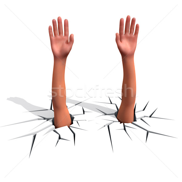 Hands sticks out of a crack Stock photo © dengess