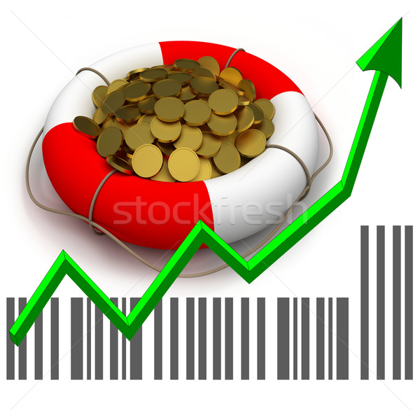 Coins in lifesaver and business chart Stock photo © dengess