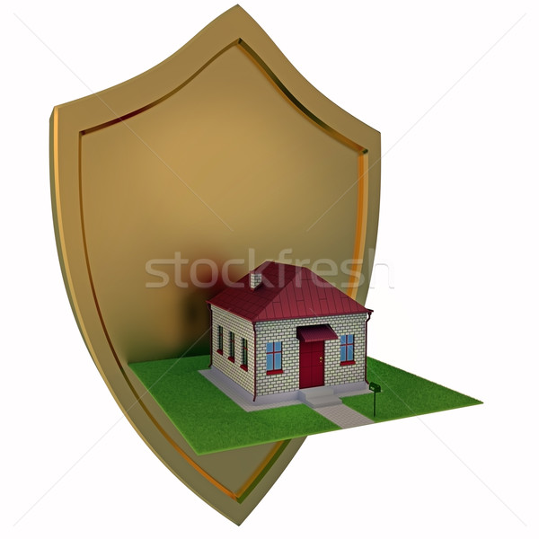 Bewaker home 3d illustration witte business deur Stockfoto © dengess