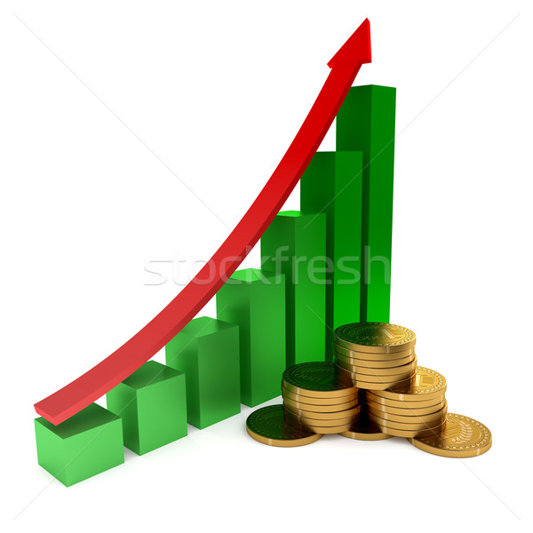 Financiële succes munten pijl witte bar Stockfoto © dengess