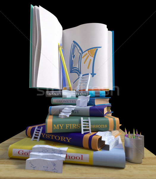 studying school books. back to school concept background with stairs Stock photo © denisgo