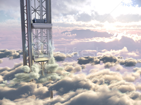 空的 天空 電梯 雲 3d圖 辦公室 商業照片 © denisgo