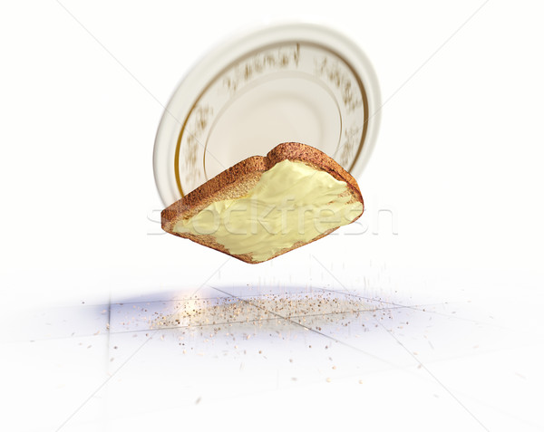 Bread and butter falling on the floor concept isolate background Stock photo © denisgo