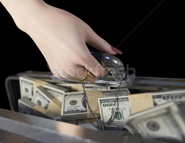 Geld geval vrouw hand trouwring huwelijk Stockfoto © denisgo