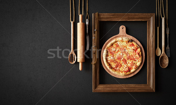 Hot pizza slice kaas frame Stockfoto © denisgo