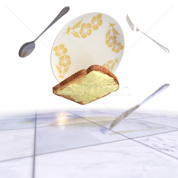 Brood boter vallen vloer achtergrond Stockfoto © denisgo