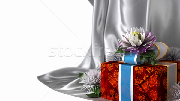 Férias flores caixa de presente branco flor Foto stock © denisgo