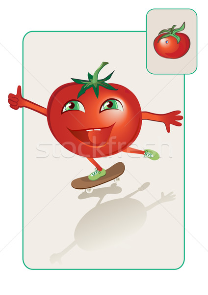Divertente realistico pomodoro skateboard alimentare giardino Foto d'archivio © denisgo