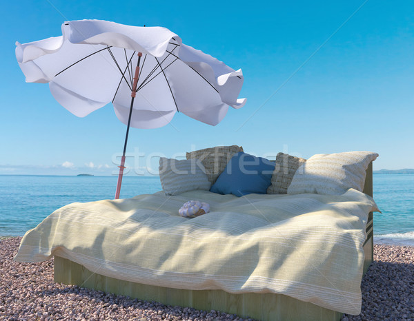 vacation concept background with interior elements and seashell Stock photo © denisgo