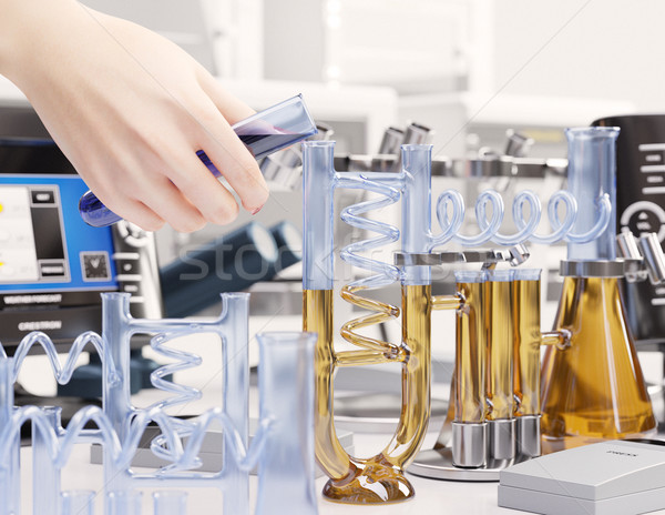 Stock photo: reaction testing in chemical laboratory science concept background