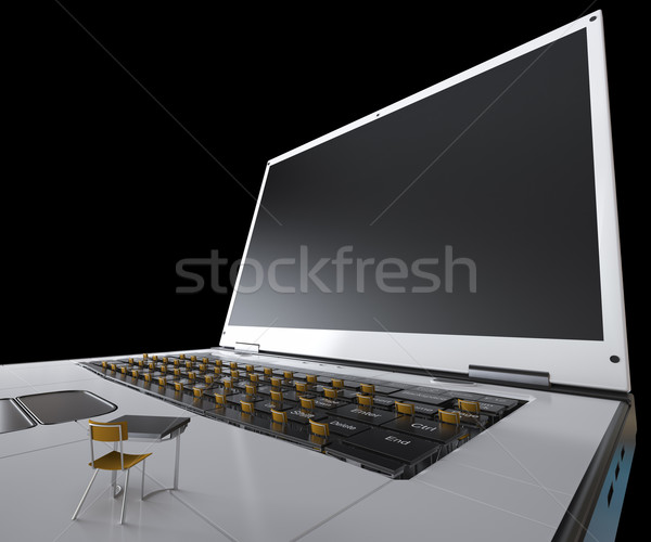 education and technology concept with notebook Stock photo © denisgo