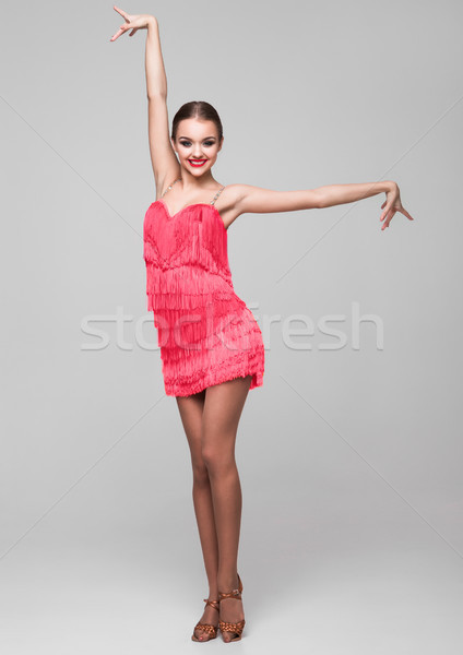 Gyönyörű bálterem táncos lány elegáns póz Stock fotó © DenisMArt