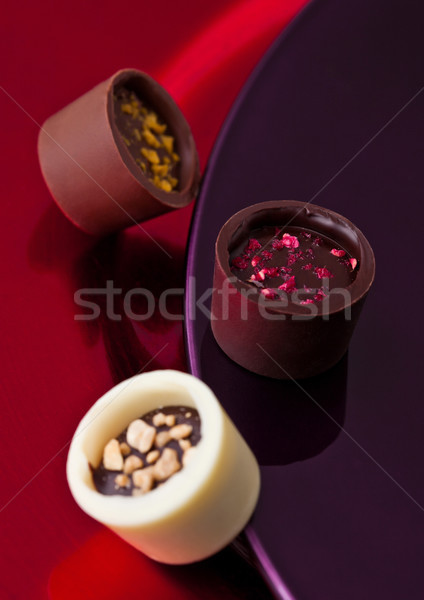 Luxus fehér étcsokoládé cukorkák választék válogatás Stock fotó © DenisMArt