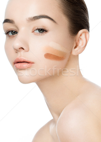Beauty portrait with foundation stripes makeup  Stock photo © DenisMArt