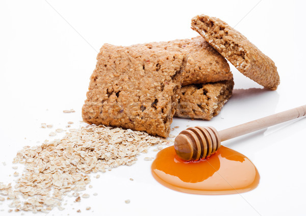 Stock photo: Healthy bio breakfast grain biscuits with honey 