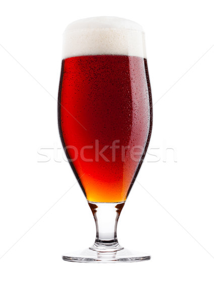 Rece sticlă roşu amar bere spuma Imagine de stoc © DenisMArt