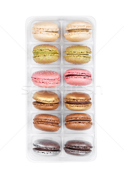 Stock fotó: Francia · színes · macaronok · desszert · torták · tálca