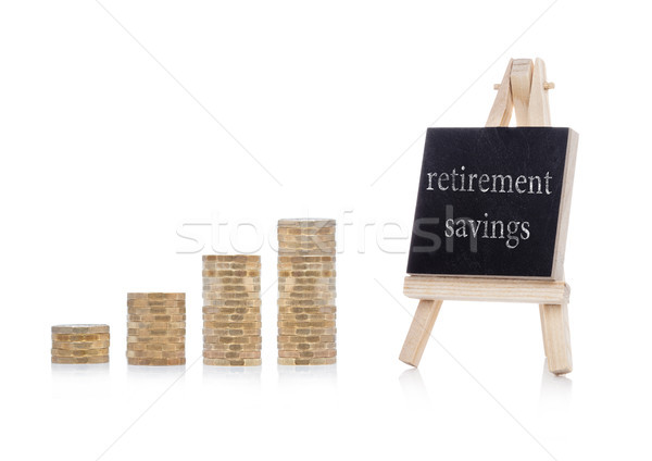 Retraite économies texte tableau pièces blanche [[stock_photo]] © DenisMArt