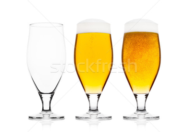 Kalten Gläser Lagerbier ale Bier Schaum Stock foto © DenisMArt