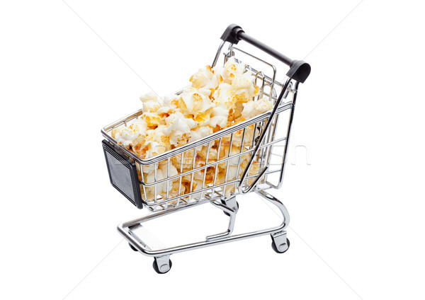 Foto stock: Palomitas · salado · dulce · cesta · de · la · compra · compras