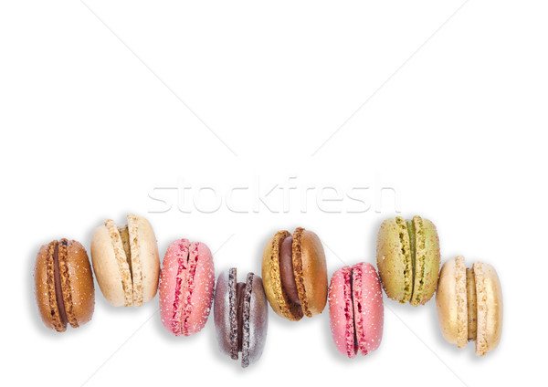 French colorful macarons dessert cakes top view  Stock photo © DenisMArt