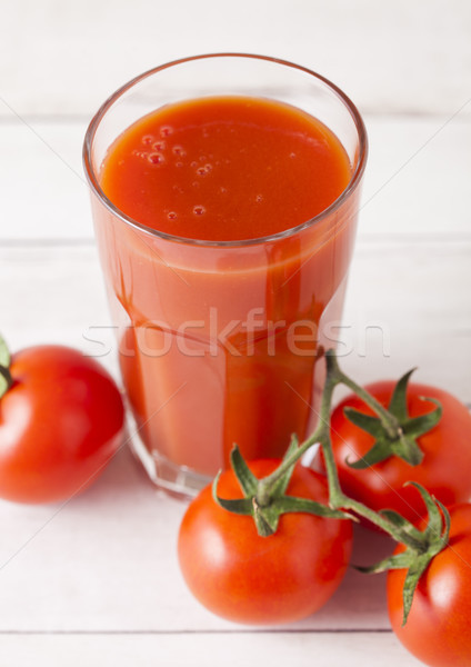 Cam domates suyu taze domates ahşap Stok fotoğraf © DenisMArt