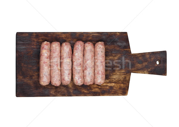 Plastikowe taca surowy wieprzowina wołowiny kiełbasy Zdjęcia stock © DenisMArt