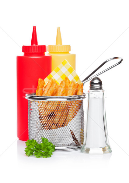 Foto stock: Cesta · fries · ketchup · sal