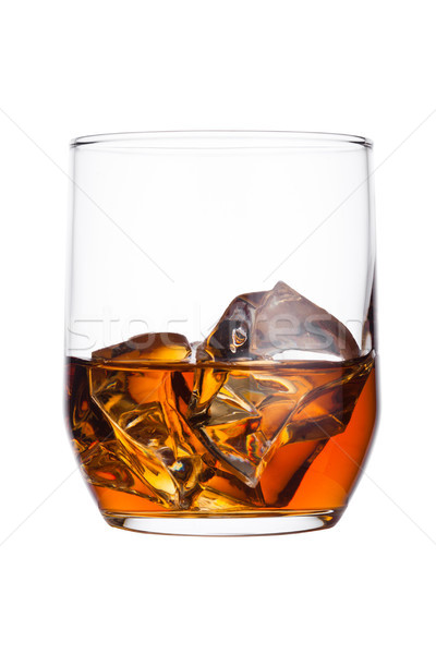 Elegáns üveg whiskey jégkockák izolált fehér Stock fotó © DenisMArt