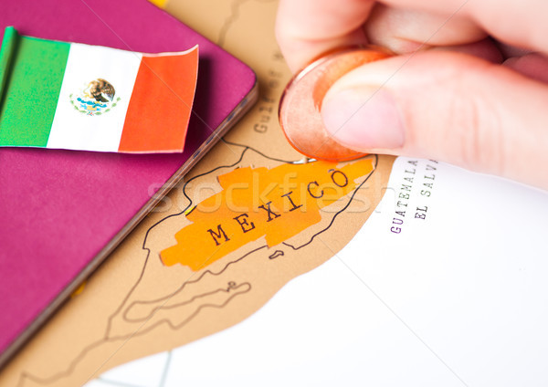 Reizen vakantie Mexico paspoort vlag vrouwelijke Stockfoto © DenisMArt