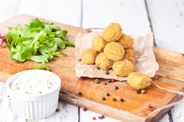 Knusprig Huhn Popcorn frischen Salat Stock foto © DenisMArt