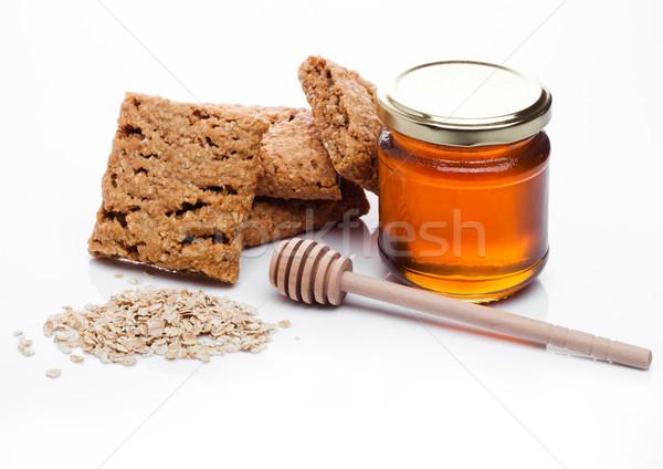 Foto stock: Saudável · bio · café · da · manhã · grão · biscoitos · mel