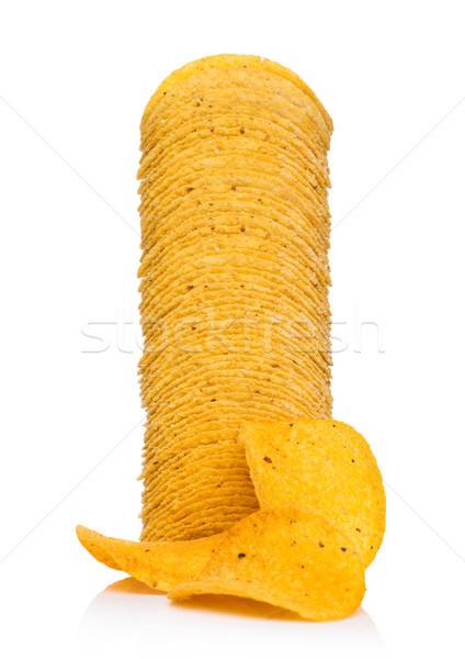 Crujiente papa chips blanco fondo grasa Foto stock © DenisMArt