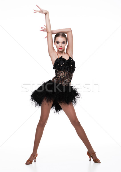 Gyönyörű bálterem táncos lány elegáns póz Stock fotó © DenisMArt
