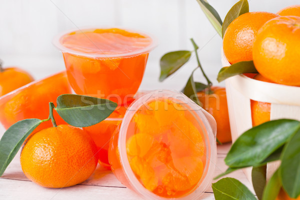 Plastic containers with mandarine tengerine jelly Stock photo © DenisMArt