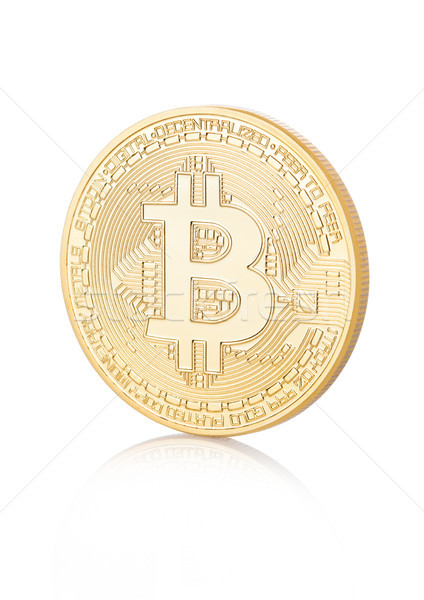 Foto stock: Bitcoin · bocado · moeda · digital · moeda · dourado