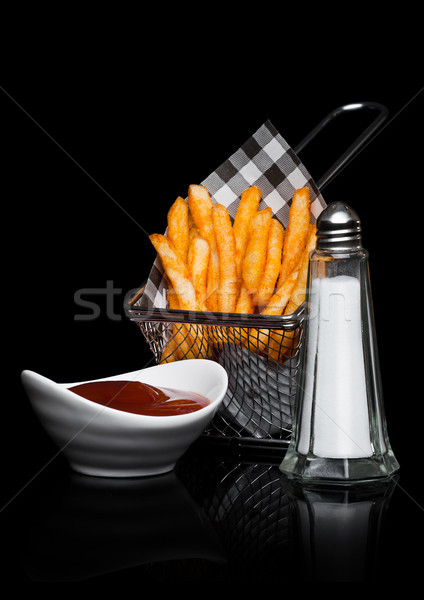 Stock fotó: Kosár · frissen · déli · sültkrumpli · ketchup · só