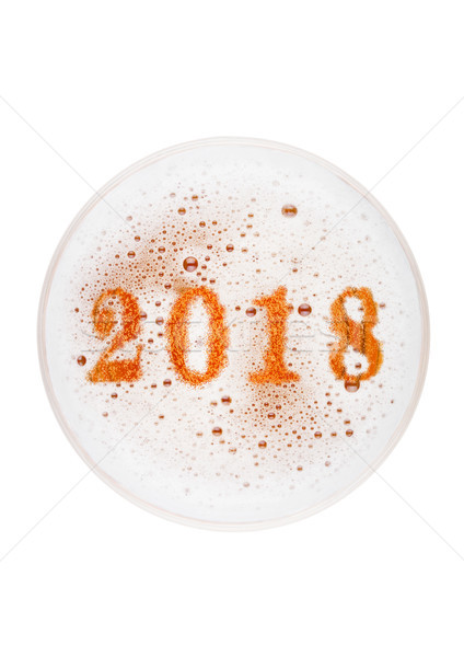 Glass of lager ale beer top with 2018 year digits Stock photo © DenisMArt