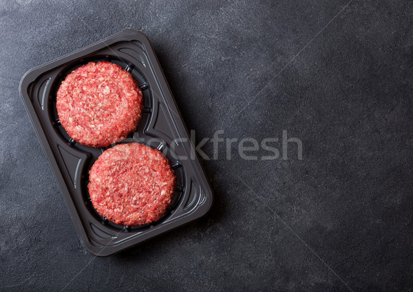 Stockfoto: Plastic · dienblad · ruw · grill · rundvlees