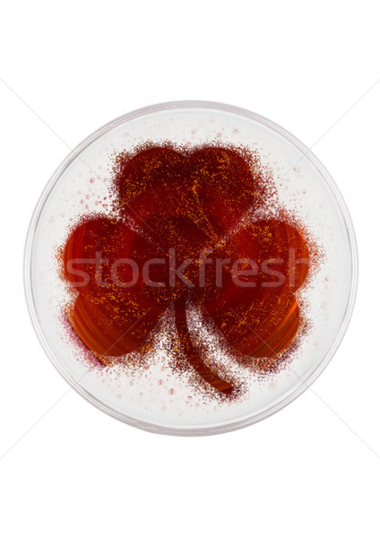 Verre rouge ale bière haut Shamrock [[stock_photo]] © DenisMArt