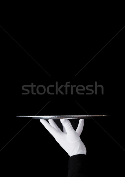 Diener weiß Handschuh Edelstahl Fach tragen Stock foto © DenisMArt
