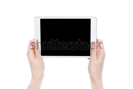 Stok fotoğraf: Kadın · eller · grafik · tablet · yalıtılmış