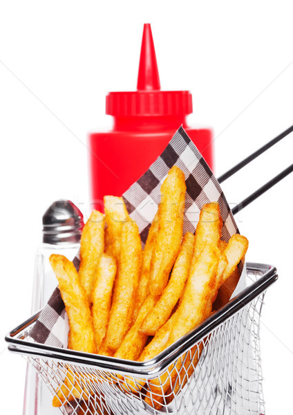 Stock photo: Basket of freshly made southern fries with ketchup