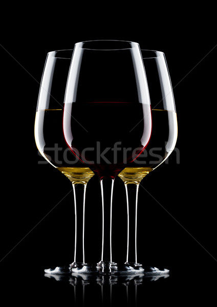 Verres rouge vin blanc noir réflexion alimentaire Photo stock © DenisMArt