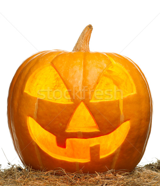 Zucca di halloween divertente bianco alimentare sorriso Foto d'archivio © DenisNata