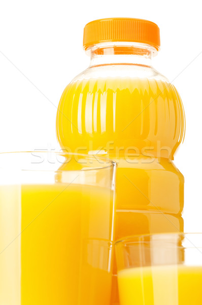 Flasche Saft Orangensaft Kunststoff Glas weiß Stock foto © DenisNata