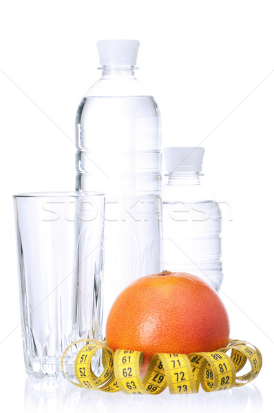 Voll Grapefruit frischen Maßband Flaschenwasser weiß Stock foto © DenisNata