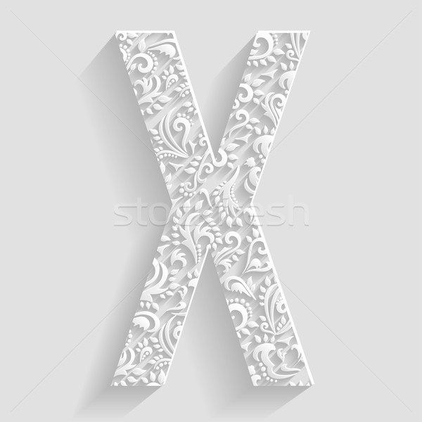 Letter X. Vector Floral Invitation cards Decorative Font Stock photo © Designer_things