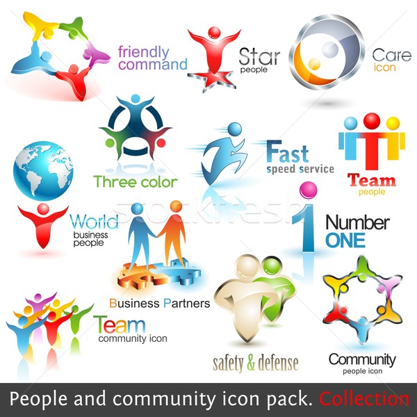 Gente de negocios comunidad 3D iconos vector diseno Foto stock © Designer_things