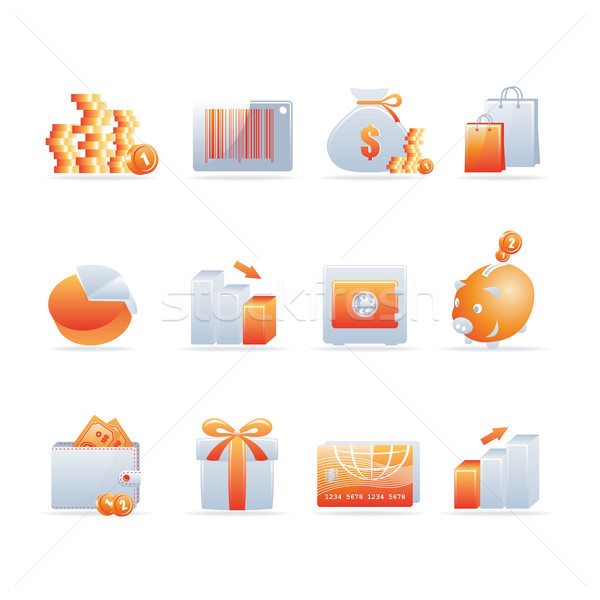 Glanzend ingesteld 12 web icons winkelen Stockfoto © Designer_things